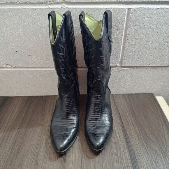 Maraschino Cowboy Boots Women's Black Leather Western Boots Size 9 - Picture 1 of 10